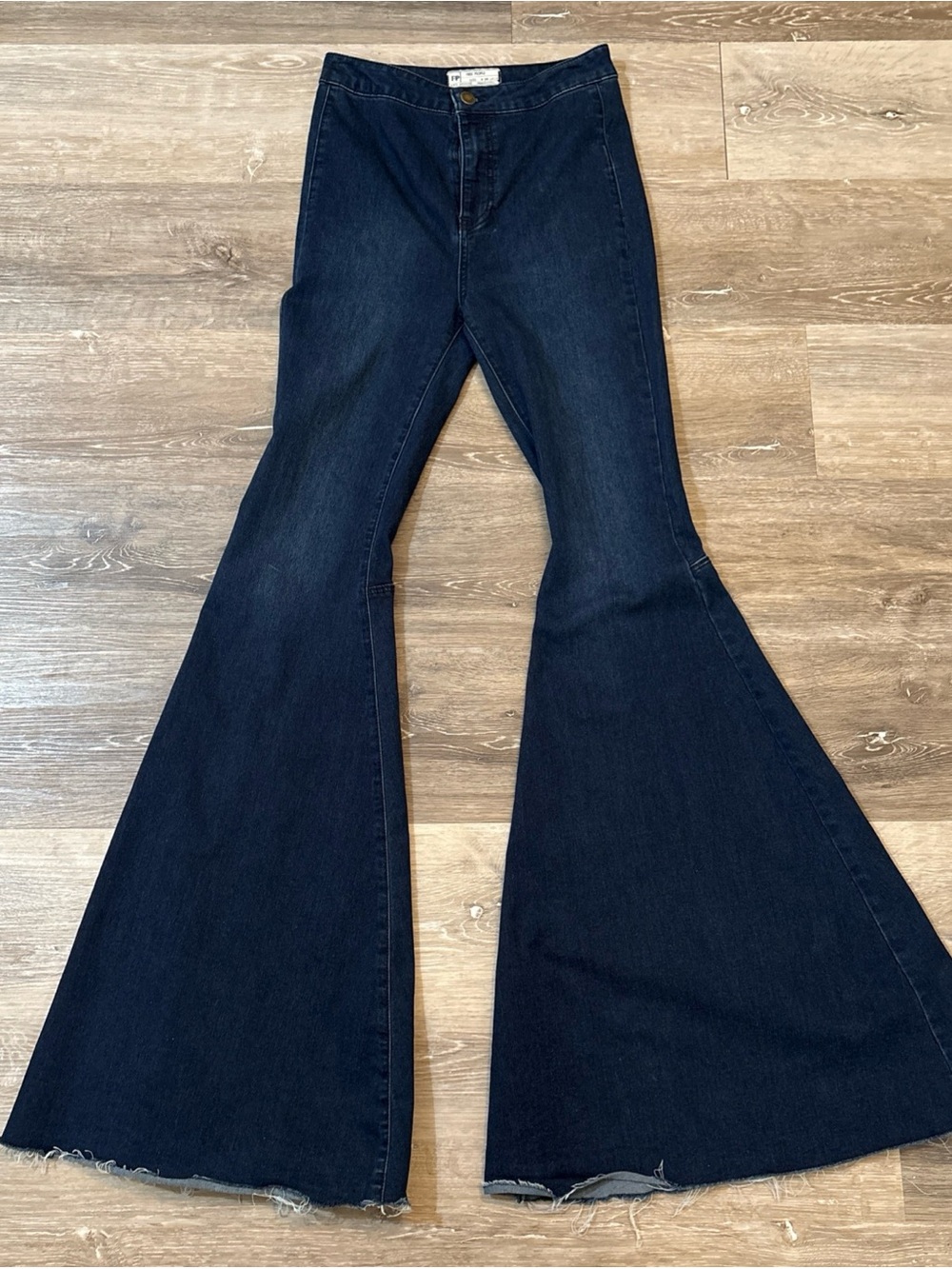 Free People Deep Indigo Wide Leg Flare Jeans